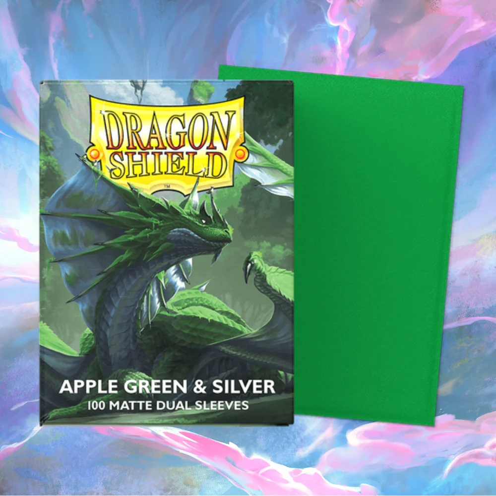 Dragon Shield Dual Matte Sleeves Apple Green & Silver (Standard Size)