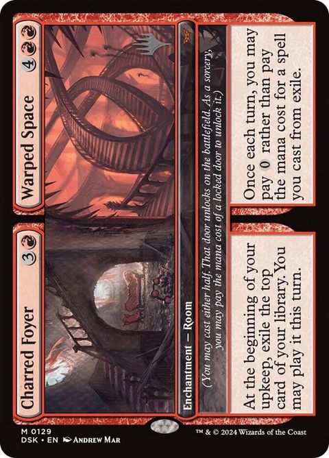 Charred Foyer // Warped Space (129p) - Planeswalker Stamped