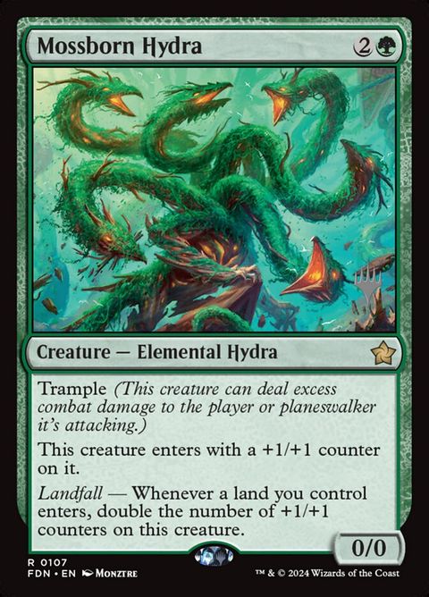 Mossborn Hydra (107p) - Planeswalker Stamped