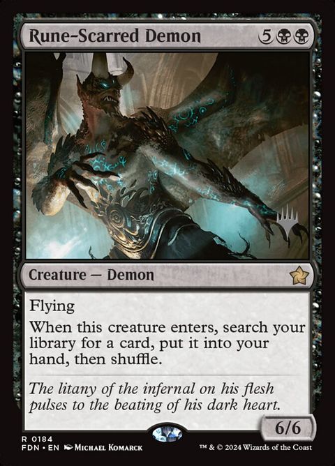 Rune-Scarred Demon (184p) - Planeswalker Stamped